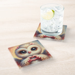 Schöne Liebe Herz Owl Glasuntersetzer