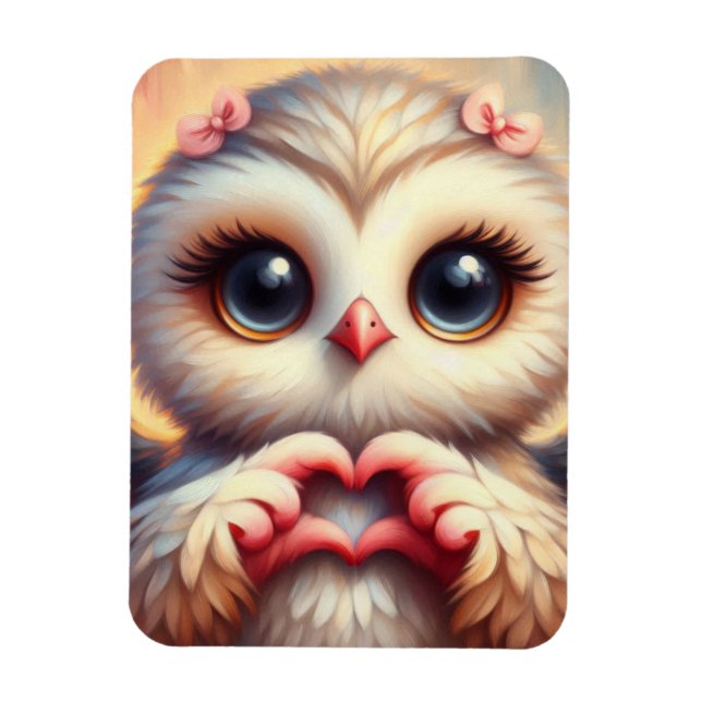 Schöne Liebe Herz Owl Magnet (Vertikal)