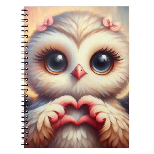 Schöne Liebe Herz Owl Notizblock (Vorderseite)