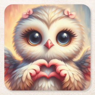Schöne Liebe Herz Owl Rechteckiger Pappuntersetzer