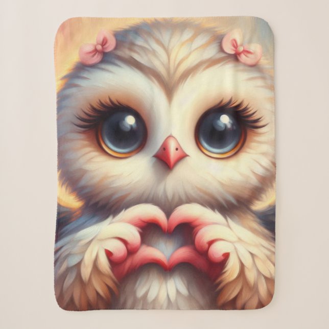 Schöne Liebe Herz Owl Sherpadecke (Vorderseite)
