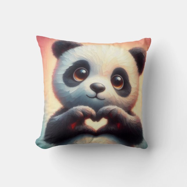 Schöne Liebe Herz Panda Kissen (Vorderseite)
