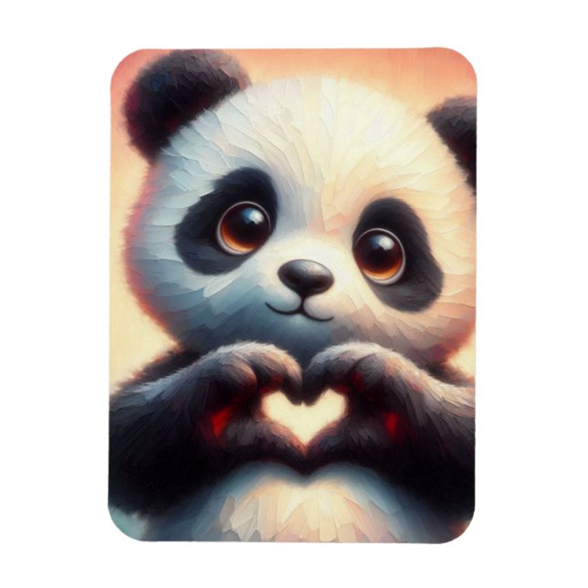 Schöne Liebe Herz Panda Magnet (Vertikal)