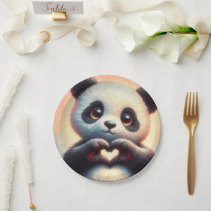 Schöne Liebe Herz Panda Pappteller