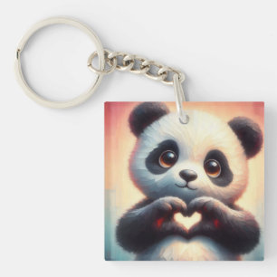 Schöne Liebe Herz Panda Schlüsselanhänger