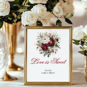 Schöne Liebe ist süßer goldener Blush Burgunder Sc Poster
