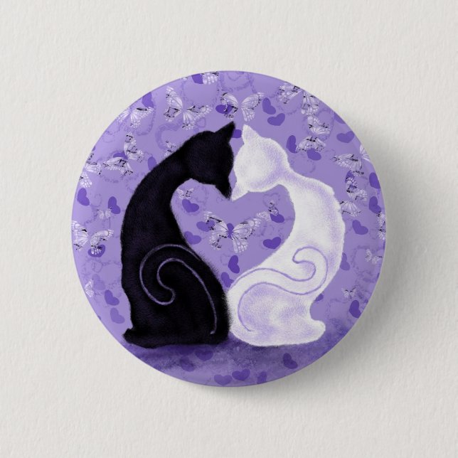 Schöne Liebe Katzenkuppel Button (Vorderseite)