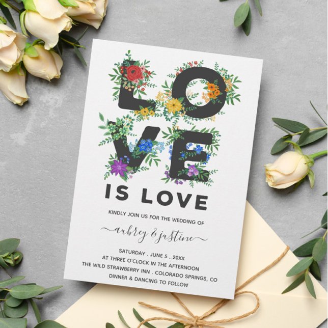 Schöne Liebe mit Blumen ist Liebe Gay Wedding Einladung (Von Creator hochgeladen)