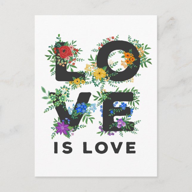 Schöne Liebe mit Blumen ist stolz auf die Liebe Postkarte (Vorderseite)