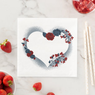 Schöne Liebe Rot & Marinebär Serviette