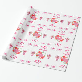 Schöne Liebe Themenherzen und Rose Geschenkpapier