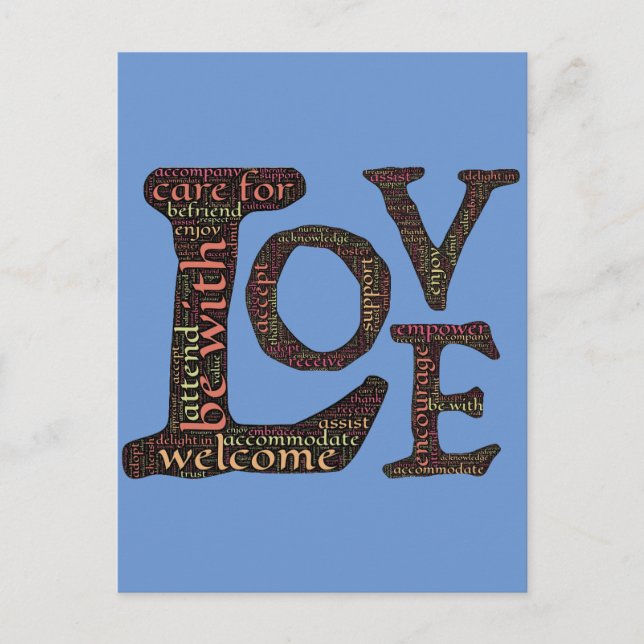 Schöne LIEBE WordArt - Verbreitung von Liebe und M Postkarte (Vorderseite)