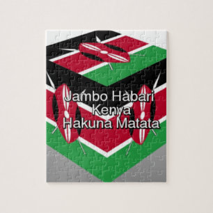 Schöne liebevolle kenianische Flagge Cube mit Gruß