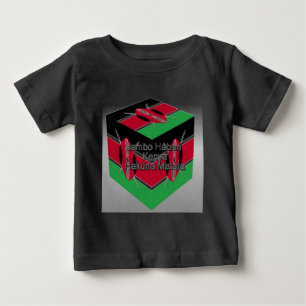 Schöne liebevolle kenianische Flagge Cube mit Gruß Baby T-shirt