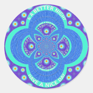 Schöne Liebliche Afrikanische Blaue Mandala Flora  Runder Aufkleber