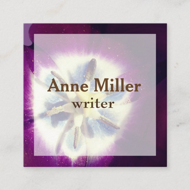 Schöne Lila Blume Business Card Quadratische Visitenkarte (Vorderseite)