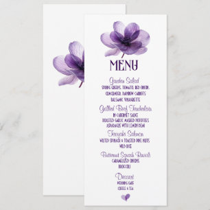 Schöne Lila Blume Hochzeit Menükarte
