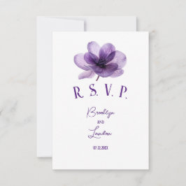 Schöne Lila Blume Hochzeit RSVP Karte
