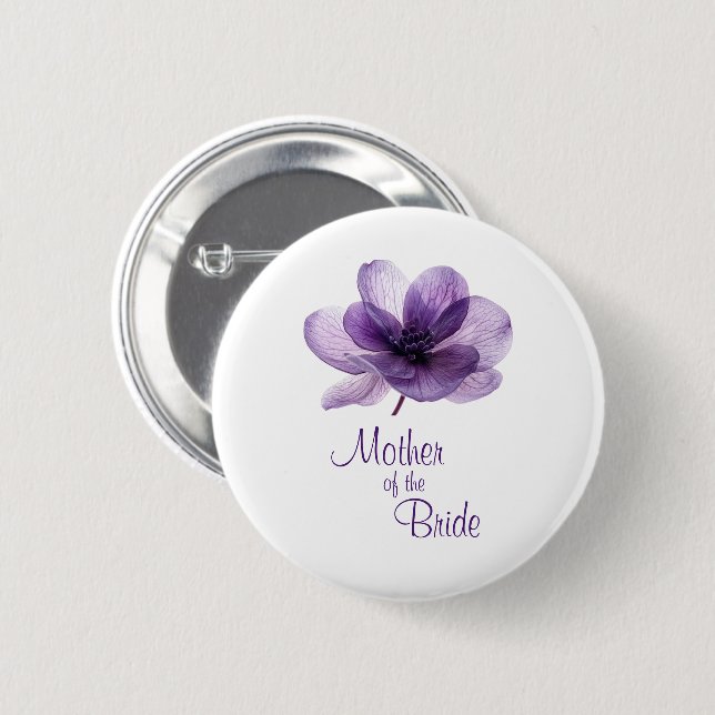 Schöne Lila Blume Mutter der Braut Button (Vorne & Hinten)