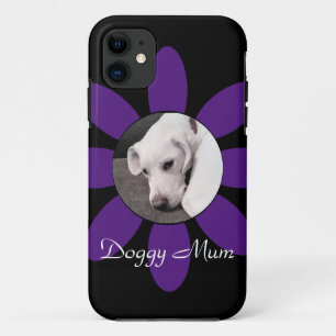 Schöne Lila Blume Rahmen Niedlich Welpen Hund Schw Case-Mate iPhone Hülle