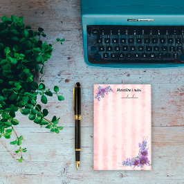 Schöne lila Blume und weiche rosa Streifen 4"x6" Post-it Klebezettel