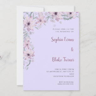 Schöne lila Blumen Romantische lila Hochzeit Einladung