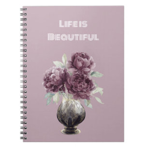 Schöne lila Blumen Vase Notizblock
