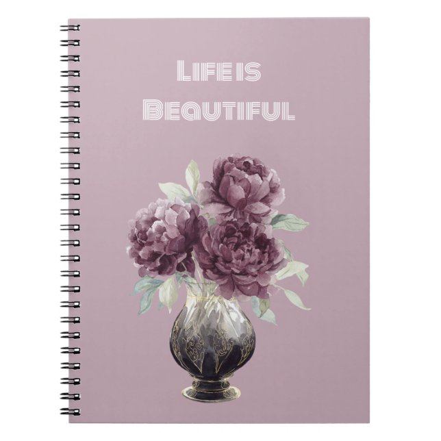 Schöne lila Blumen Vase Notizblock (Vorderseite)