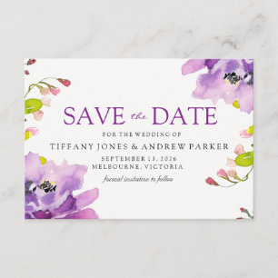 Schöne Lila Blumenhochzeit rettet das Datum Save The Date