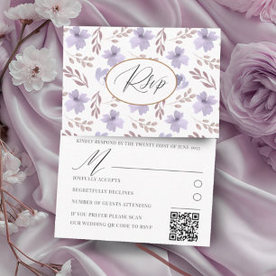 Schöne lila Blumenmuster-Hochzeits-RSVP RSVP Karte