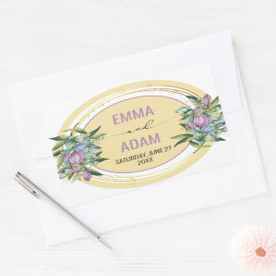 Schöne Lila botanische Hochzeit Rechteckiger Aufkleber