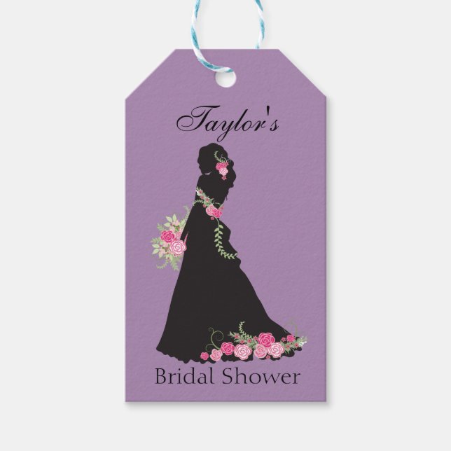 Schöne Lila Bridal-Silhouette Geschenkanhänger (Vorderseite)