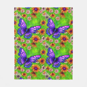 Schöne Lila Butterfly Blume Wiese Fleecedecke
