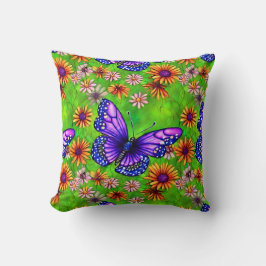 Schöne Lila Butterfly Blume Wiese Kissen