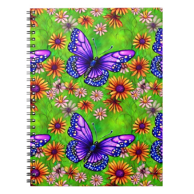 Schöne Lila Butterfly Blume Wiese Notizblock (Vorderseite)