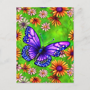 Schöne Lila Butterfly Blume Wiese Postkarte