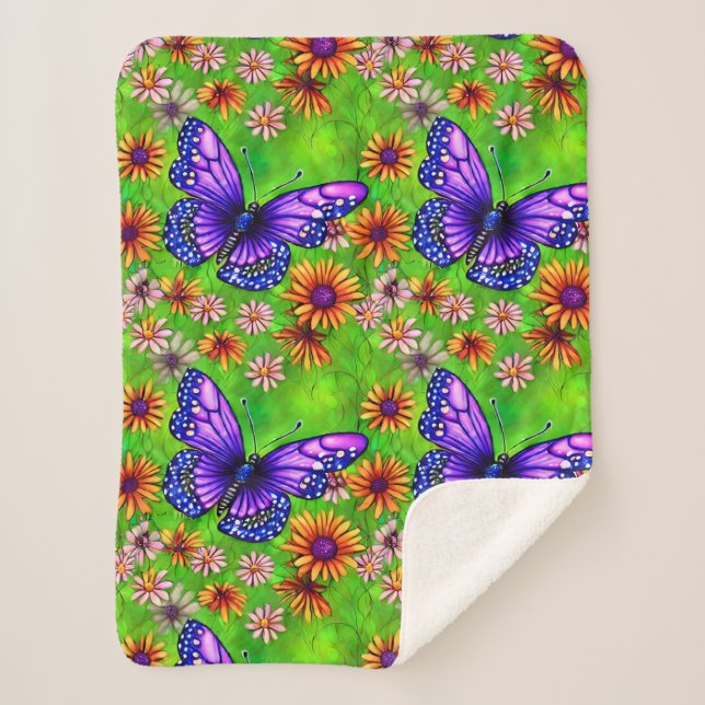 Schöne Lila Butterfly Blume Wiese Sherpadecke (Vorderseite)