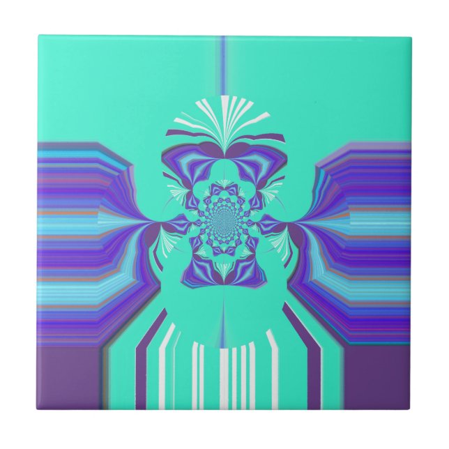 Schöne Lila Cyan Iridescent Blue Vektorfarbe Fliese (Vorderseite)