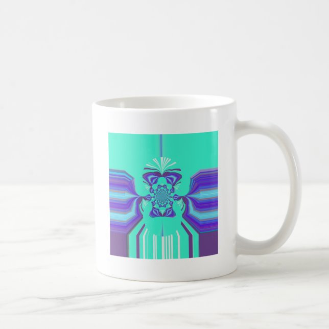 Schöne Lila Cyan Iridescent Blue Vektorfarbe Kaffeetasse (Rechts)