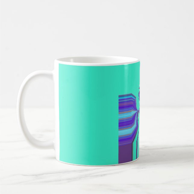 Schöne Lila Cyan Iridescent Blue Vektorfarbe Kaffeetasse (Links)
