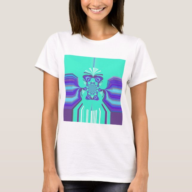 Schöne Lila Cyan Iridescent Blue Vektorfarbe T-Shirt (Vorderseite)