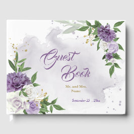 schöne, lila Farbtöne Blume Grün Gästebuch