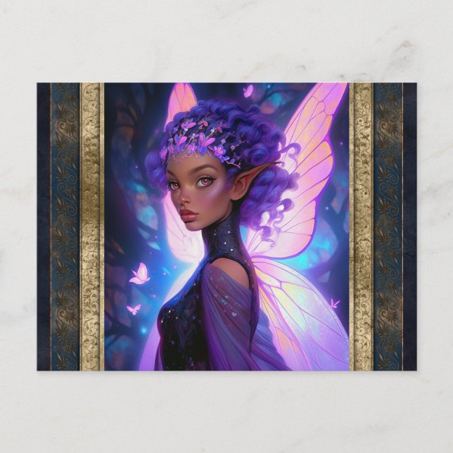 Schöne Lila Fee Fantasy Kunst, Dichtung und Musik Postkarte (Vorderseite)