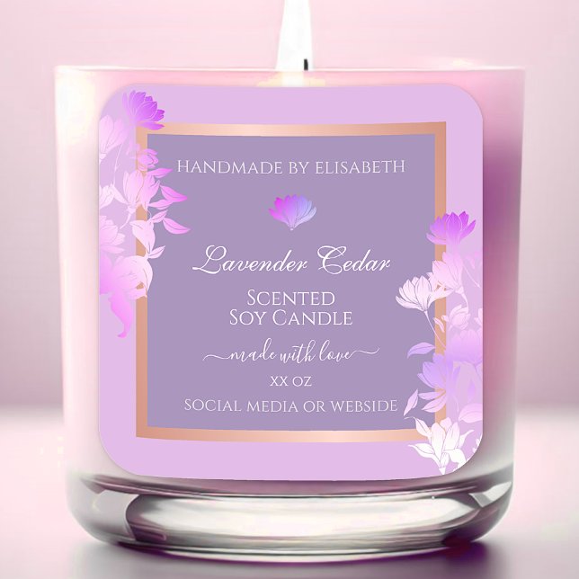 Schöne, Lila Floral-Produkt-Packungsgrößen Quadratischer Aufkleber (Von Creator hochgeladen)