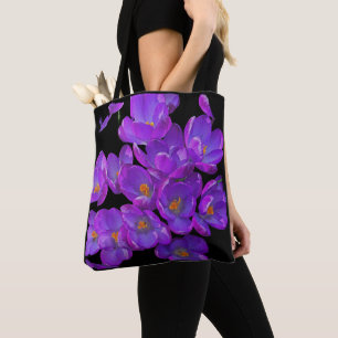 Schöne lila Frühlings-Krokusse Floral Tasche