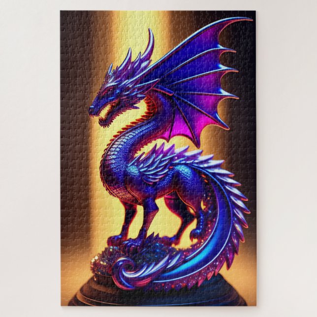 Schöne Lila Glass Dragon Statue (Vertikal)