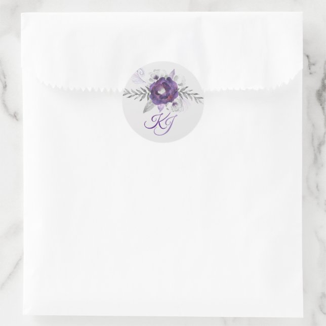 Schöne Lila graue Blumenkleber Runder Aufkleber (Tasche)