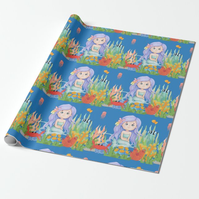 Schöne LILA Haarbietung im Meer Geschenkpapier (Ungerollt)