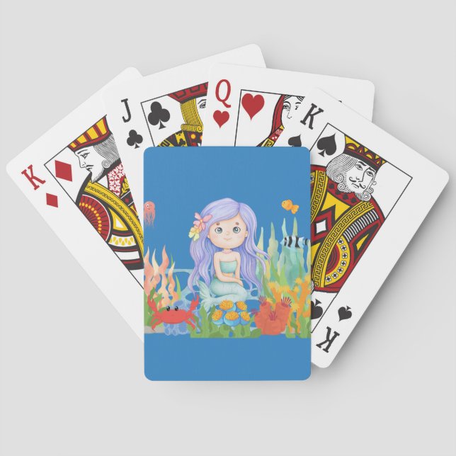 Schöne LILA Haarbietung im Meer Spielkarten (Rückseite)