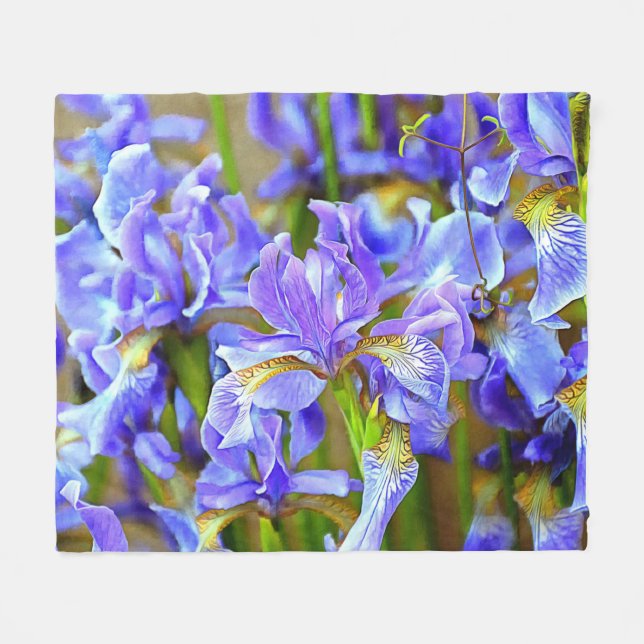 Schöne Lila Iren im Mai Fleecedecke (Vorderseite (Horizontal))